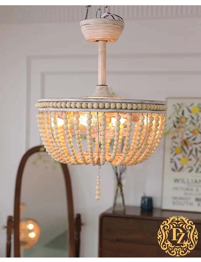 Description Picture 6 of itemKaTe Modern LED Ceiling Fan Light with Light Source, Wooden Bead Tassel Electric Fan for Living Room, Dining Room, Bedroom