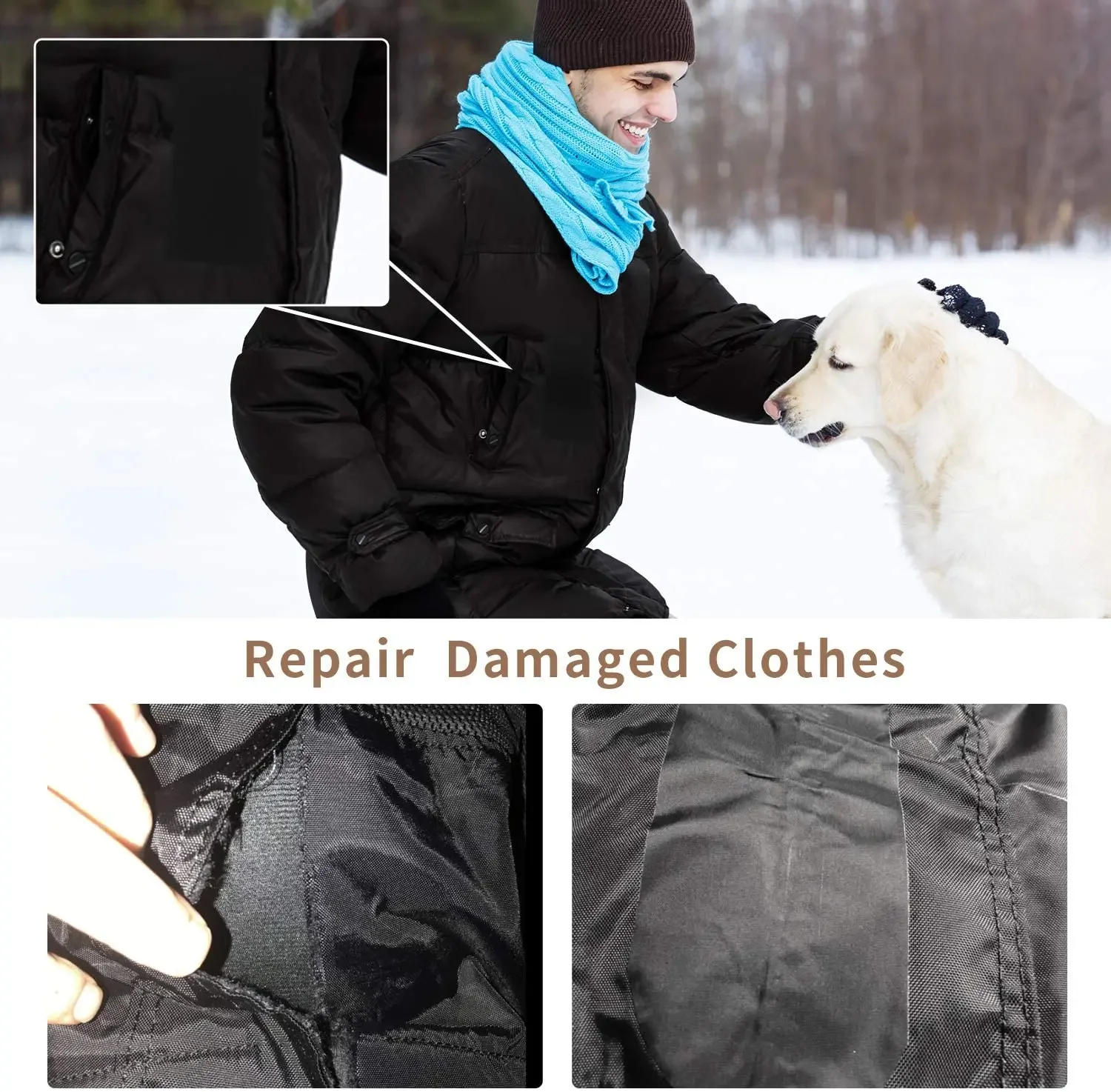 Description Picture 4 of item4pcs Down Jacket Patches Nylon Repair Tape Self-Adhesive Repair Patch Sleeping Bag Patch for DIY Jacket Tent Outerwear Repair