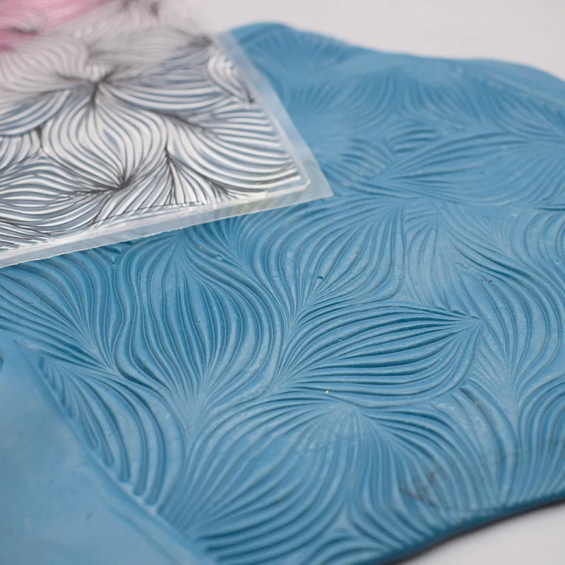 Description Picture 6 of itemWave Polymer Clay Texture Stamps Sheet Silicone Scrapbooking Clear Stamp Mat Shall Scale Pattern Rubber Stamps Seal Press Emboss