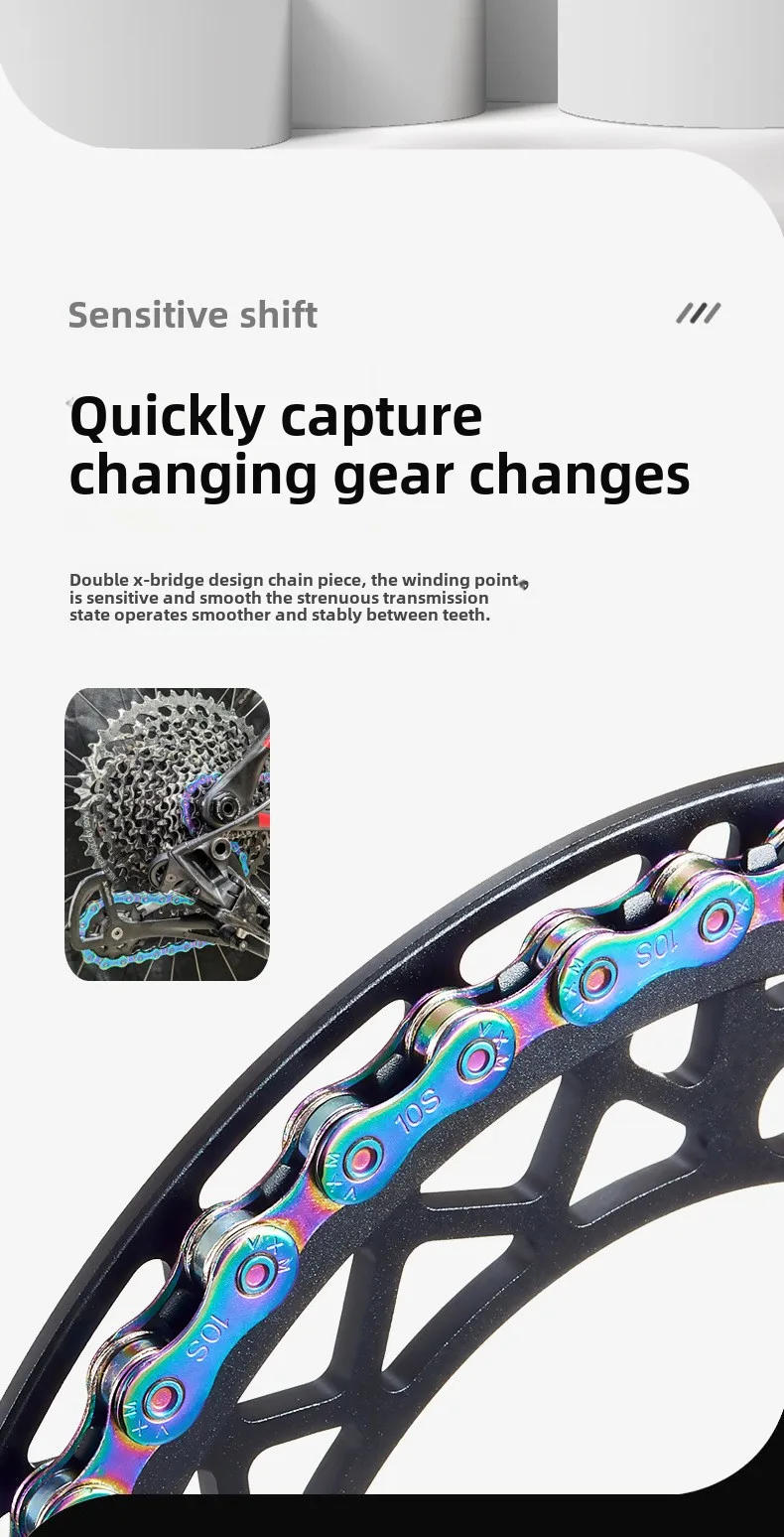 Description Picture 3 of item8 11 12 Speed Chain Bike Chain Rust Proof Sensitive Colorful Electroplating for Road Mountain Bikes Color Bike Chain accesories