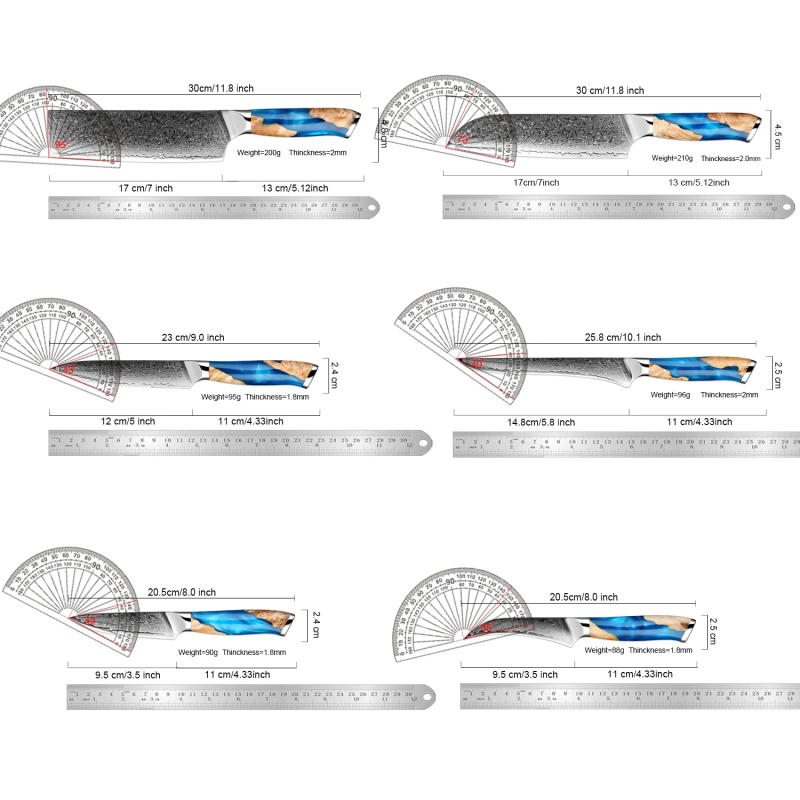Description Picture 3 of itemDamascus Kitchen Knives 1-6 Set, Damascus Steel Japanese Santoku Knife Utility Knife Boning Knife,Cooking knife Ergonomic handle