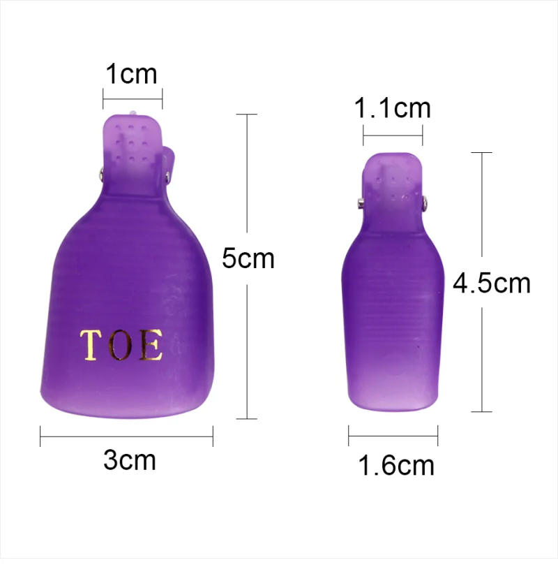 Description Picture 5 of item5/10Pcs Plastic Nail Clips Acrylic Foot Toe Soak Off Cap Clip UV Gel Polish Semi-permanent Remover Wraps Cleaner Nail Degreaser