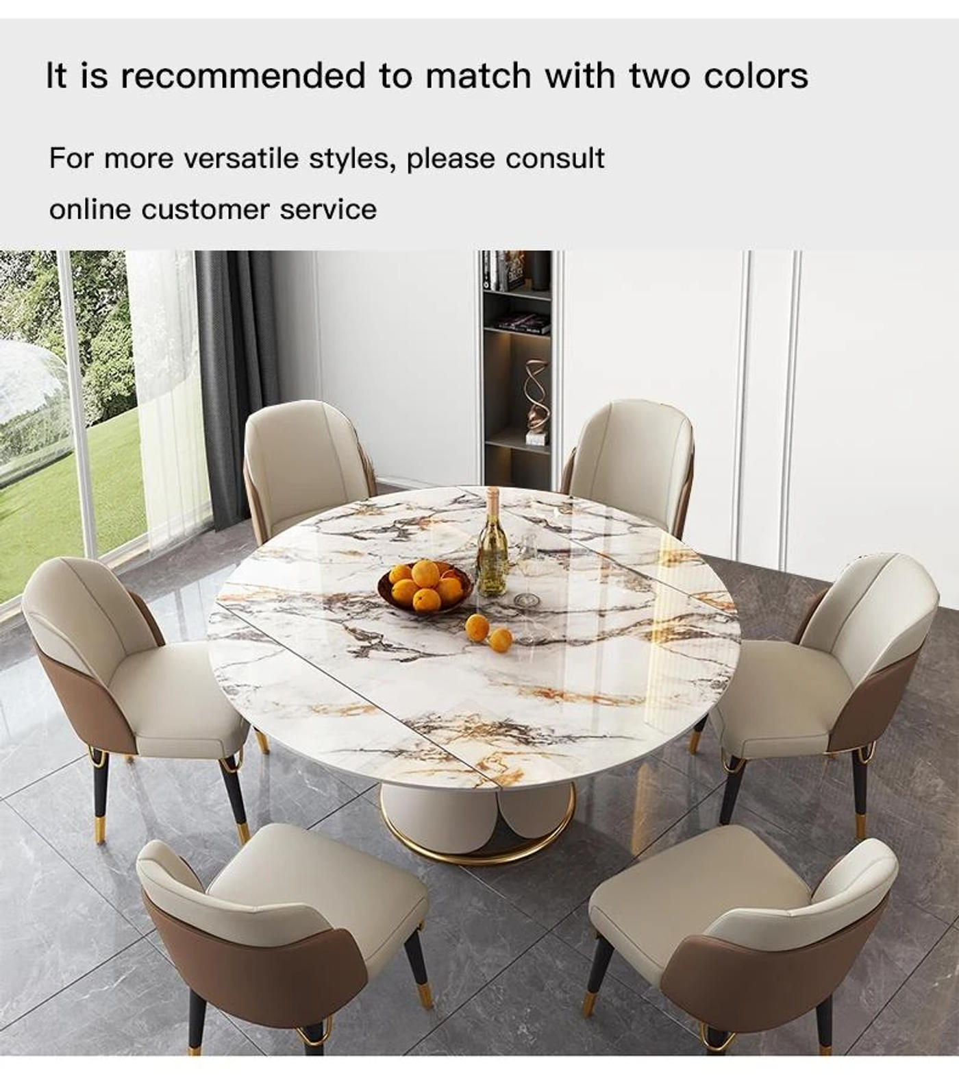 Description Picture 6 of itemNordic Style Extendable Tables With Turntable Kitchen Luxury Small Household Furniture Marble Round Dining Table Set 6 Chairs