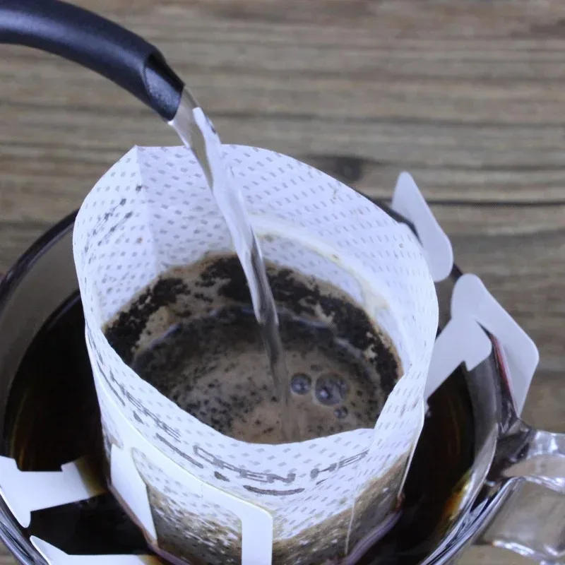 Description Picture 2 of item50/100/200PCS Coffee Filter Paper Bag Disposable Drip Coffee Bag Handle Portafilter Hanging Espresso Coffee Accessories Tea Tool