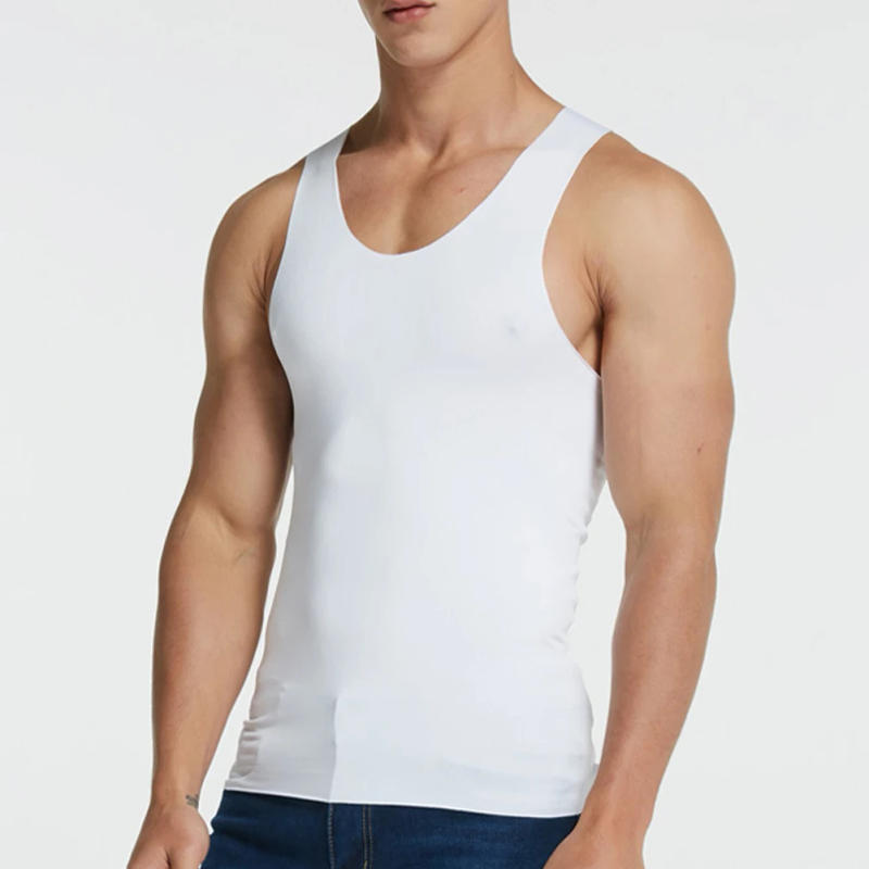 Description Picture 5 of itemNew Men Sleeveless Ice Silk High Elastic Seamless Tank Top Hurdling Tees Casual Vest Traceless Sports Bottoming Male Vests