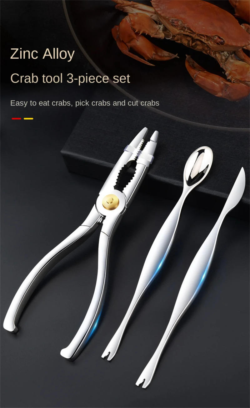 Description Picture 2 of itemPicking Crab Meat Is Easy Seafood Tool Set Crab Crackers Picks Spoons Set Stainless Steel Pliers Lobster Clamp Pliers Clip Pick