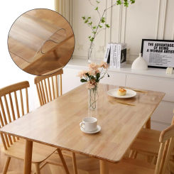 Soft Glass Tablecloth Transparent PVC Table Cloth Waterproof Oil Proof Kitchen Dining Rectangular Table Cover Matte Clear