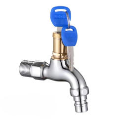 Washer Faucets Anti-theft Water Tap with Lock Key Alloy Body Single Key Switch Kitchen Outdoor Garden Watering Fittings Tool