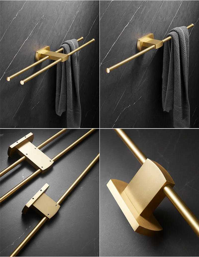 Description Picture 2 of itemBathroom Hardware Gold Bathrobe Hook Towel Rail Bar Rack Bar Shelf Towel Holder Bathroom Accessories Brass Hardware