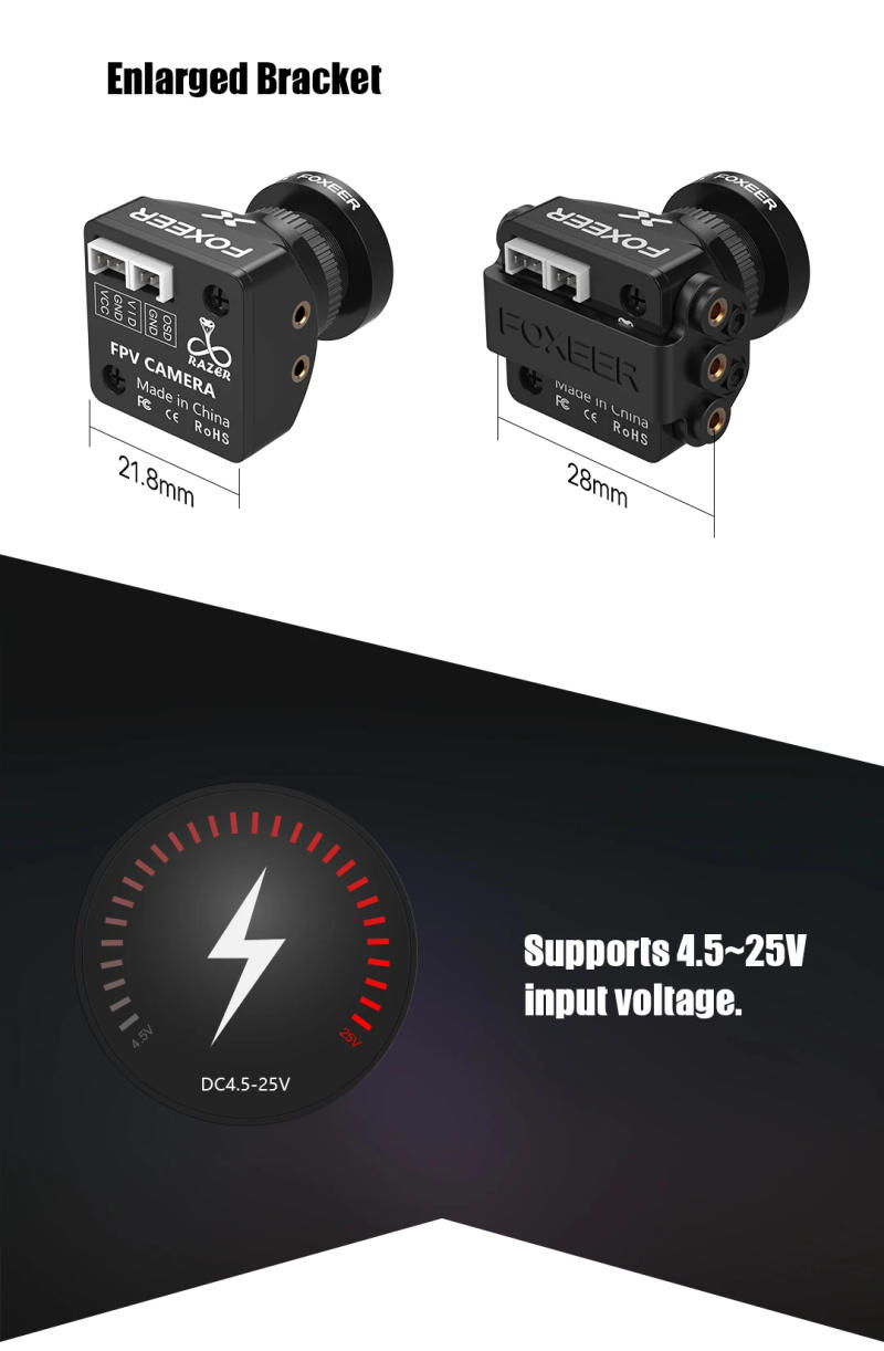 Description Picture 3 of itemFoxeer 1200TVL Razer Mini V2 FPV Camera for Racing Drone