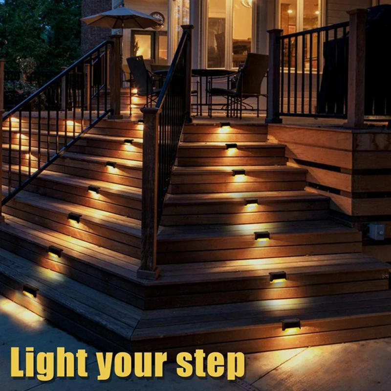 Description Picture 2 of item4/8/12pcs LED Solar Step Lamp Outdoor Garden Lights Solar Stair Light Waterproof Fence Lamp Decoration for Patio Path Deck Stair