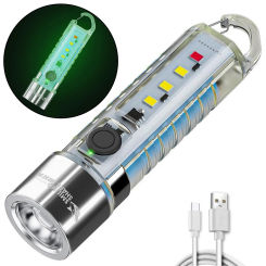 LED SMD Mini Flashlight Rechargeable Pocket Flashlight with Clip Torch Light Luminous for Outdoor Camping Hiking Emergency