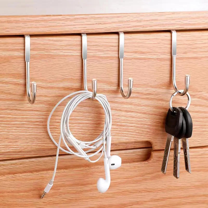 Description Picture 6 of item4/8PCS S-Type 304 Stainless Steel Cabinet Door Hook Multifunctional Towel Rack Hat Rack Storage Rack Kitchen Bathroom Accessorie