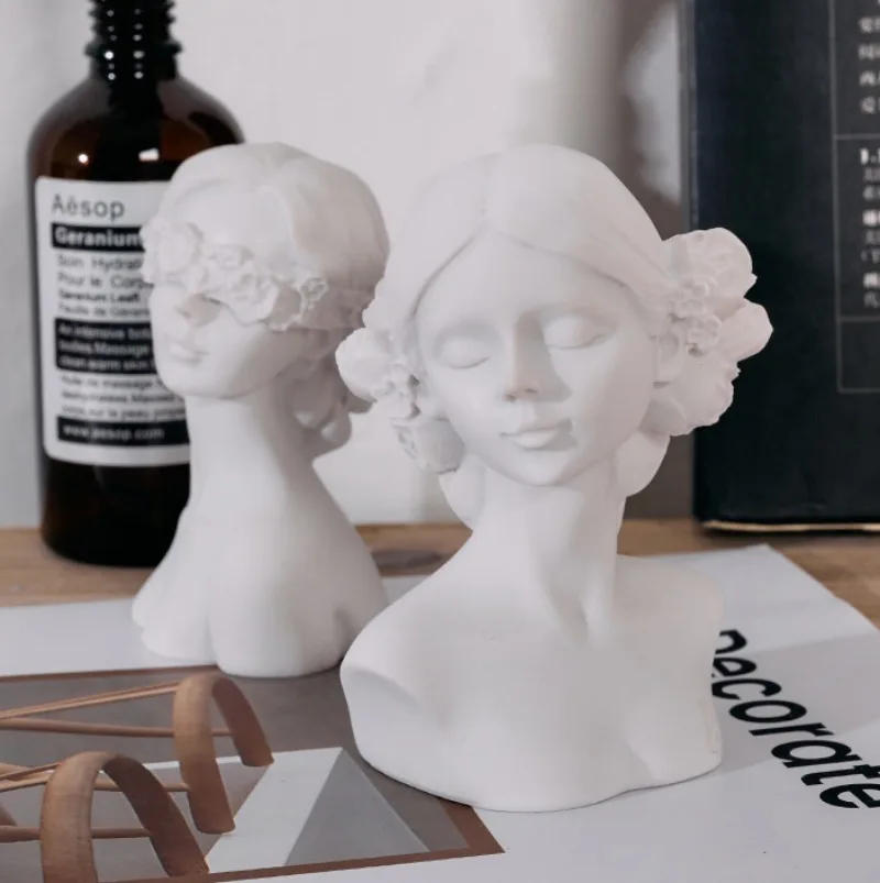 Description Picture 3 of itemMasked Girl Candle Silicone Mold DIY Gypsum Aromatherapy Epoxy Resin Soap Mold Human Candle Fragrance Stone Ornament Crafts