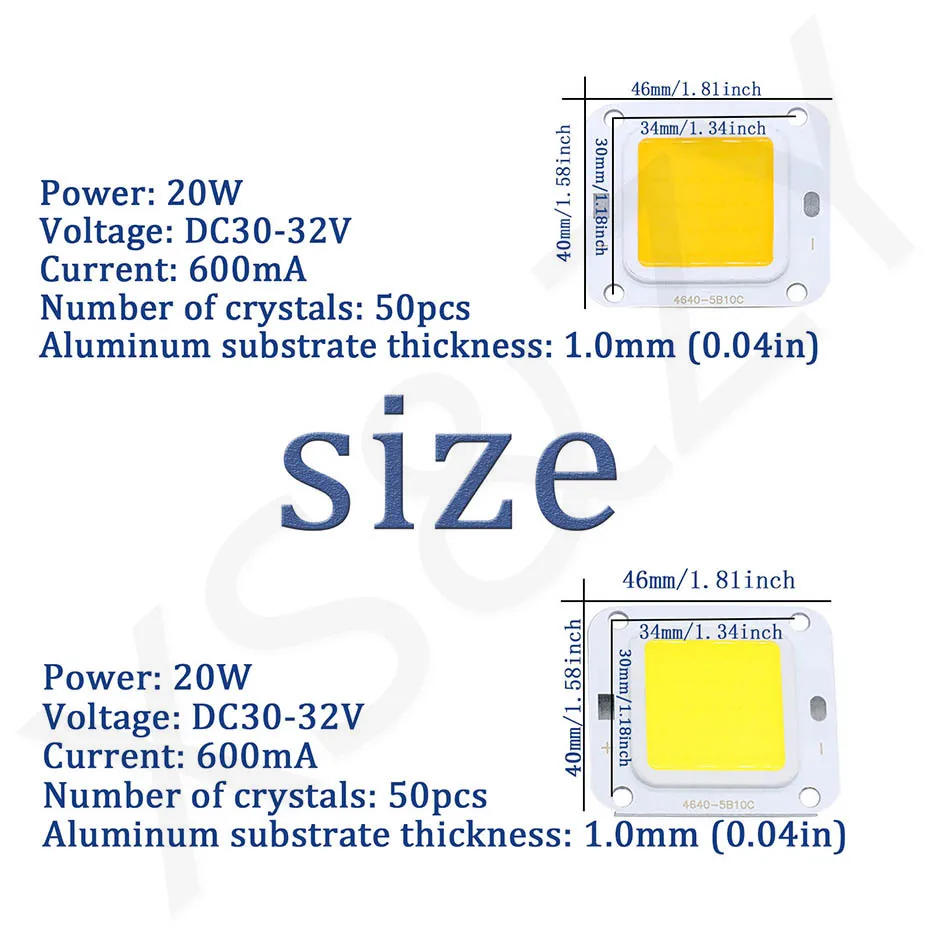 Description Picture 2 of item5pcs High Power 600mA LED COB Chips 20W DC30-32V Light Beads SMD DIY For LED Bulb Cold WarmWhite FloodLight Spotlight  Portable