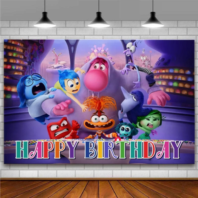Description Picture 2 of itemDisney Inside Out 2 Party Decorations Banner, Photo Backdrop, Cake Table Decorations, Happy Birthday Party Supplies, 5x3ft