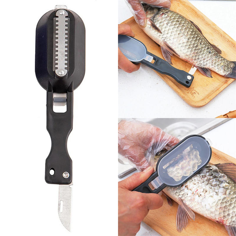 Description Picture 4 of item2 In 1 Fast Remove Fish Scale Planer Tools Stainless Steel Cleaning Seafood Knife Chef Kitchen Accessories Useful Things Utensil
