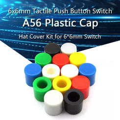 50Pcs A56 Plastic Cap 6x6mm Tactile Push Button Switch Hat Cover Kit for 6*6mm Switch Red Black Blue Green White Grey Yellow