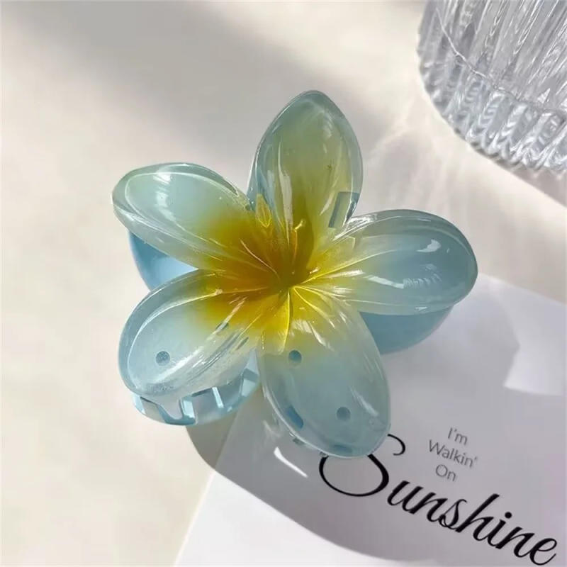 Description Picture 6 of item1/3/5PCS Summer Gradient Flower Acrylic Hair Clip For Women Sweet Ponytail Hair Claw Shark Hairpin Barrettes Hair