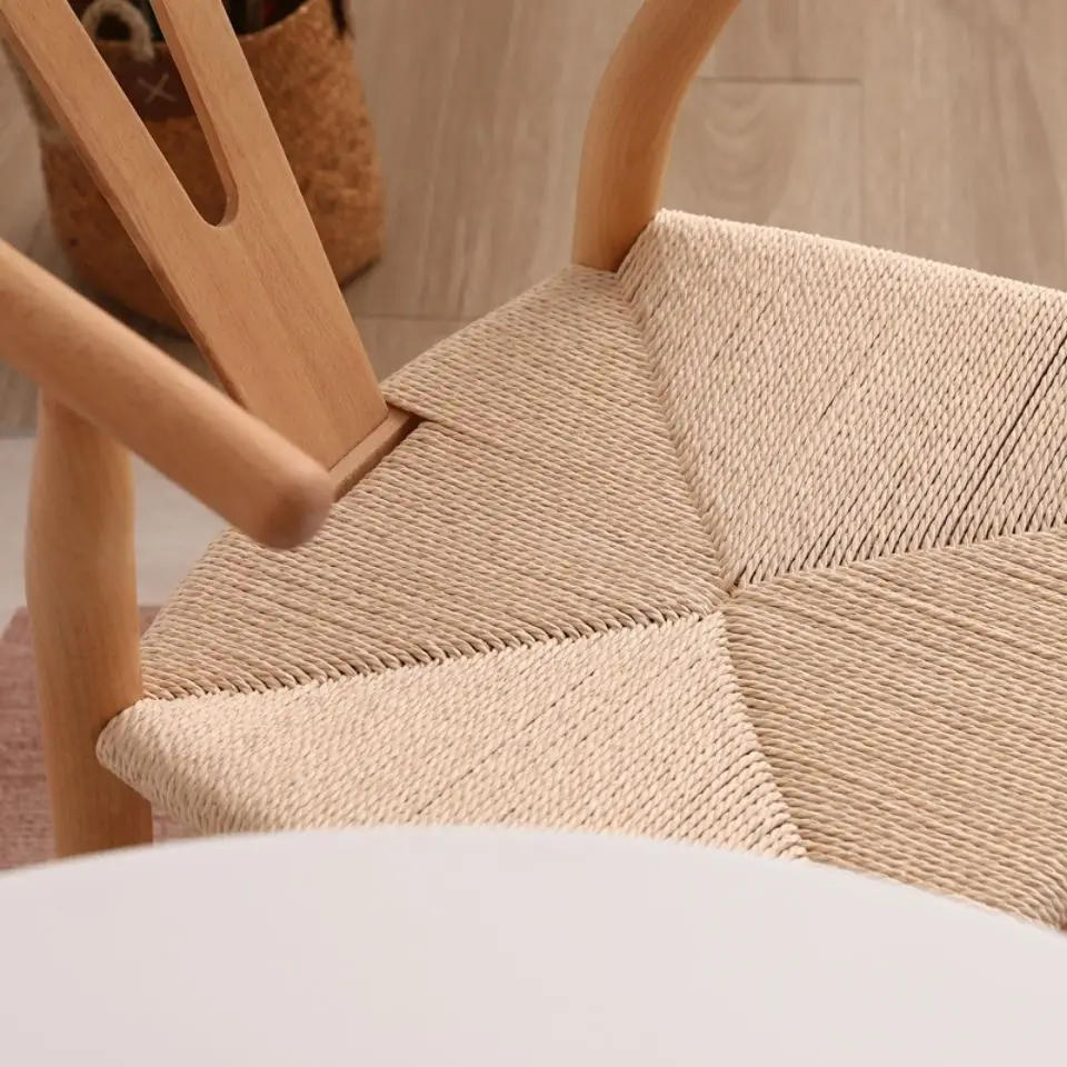 Description Picture 5 of itemNordic Dining Chair Wooden Y Living Room Cane Woven Armchairs Modern Style Restaurant Outdoor Garden Furniture Lounge Stool