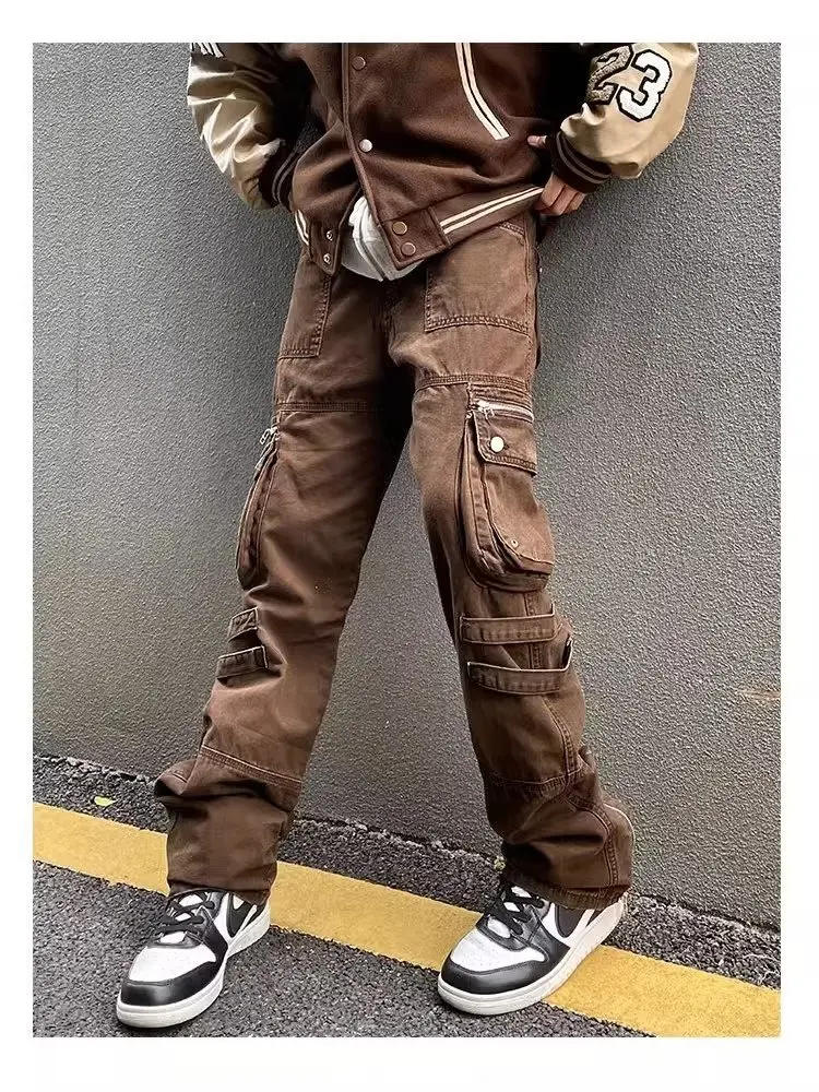 Description Picture 4 of itemY2k Men's Clothes Man Pants Summer New Cargo Pants  American Cotton Work Wear Pants Loose Casual Straight Trendy Men Trousers