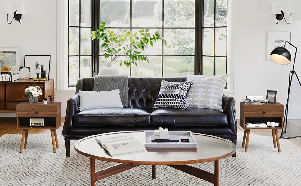 Description Picture 2 of itemHidden Compartment Night Stand Set 2, Mid Century Modern Concealment Furniture, End Table with Storage Drawer, Bedside Table