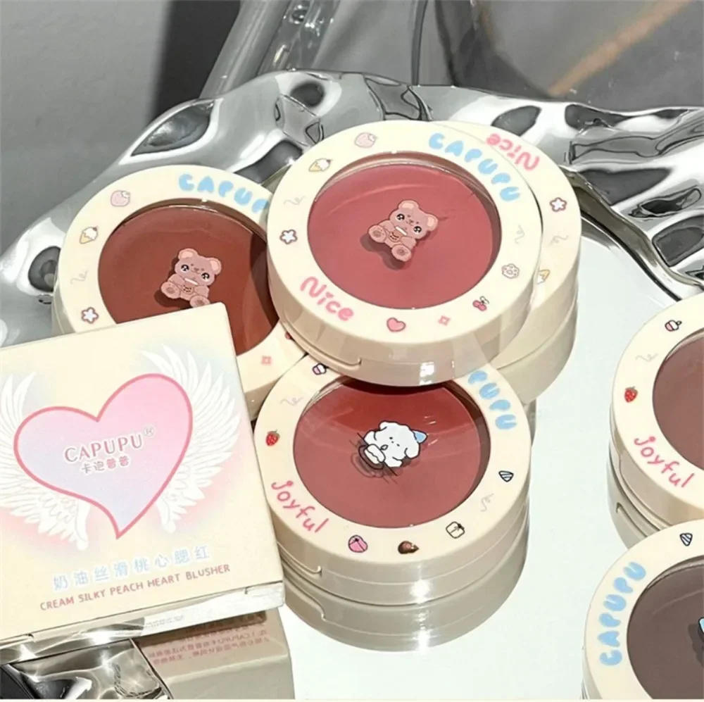 Description Picture 4 of itemMonochrome Red Blush Cream Face Mineral Pigment Peach Nude Pink Matte Natural Mud Blusher Brighten Lasting Cheek Rouge Cosmetic