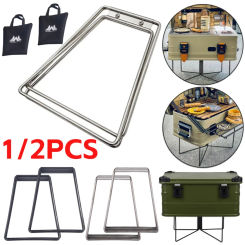 2/1PCS Camping Folding Cooler Box Stand Container Holder Shelf Outdoor Picnic Holder Folding Stand Ice Box Stand Camping Supplie