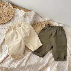 Baby Boys and Girls Casual Pants Infant Solid Color Comfortable Trousers Fashion Kids Loose Pants for 0-3Y