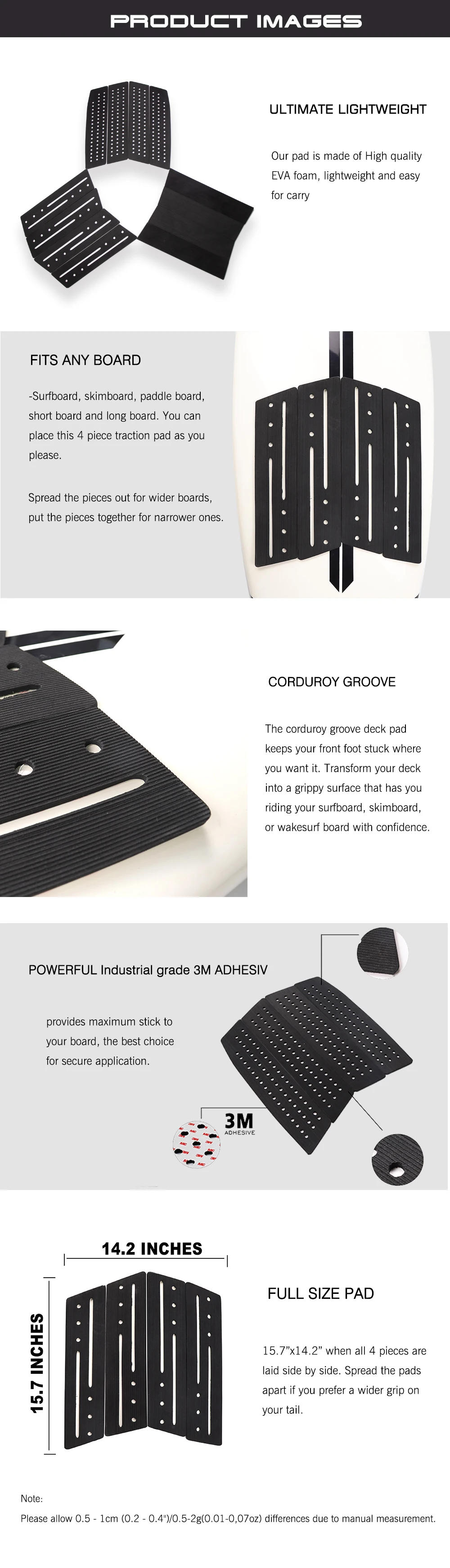 Description Picture 5 of itemSurf Pad Surfboard Traction Pad Grip Anti-slip Combination Pads Deck Tail EVA Front Tail Pads For Longboard Surfing Accessories