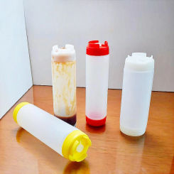 Plastic Seasoning Bottle Two Heads Squeeze Bottle Tomato Dispenser Ketchup Salad Dressing Squeezer Sauce Bottle at Both Ends
