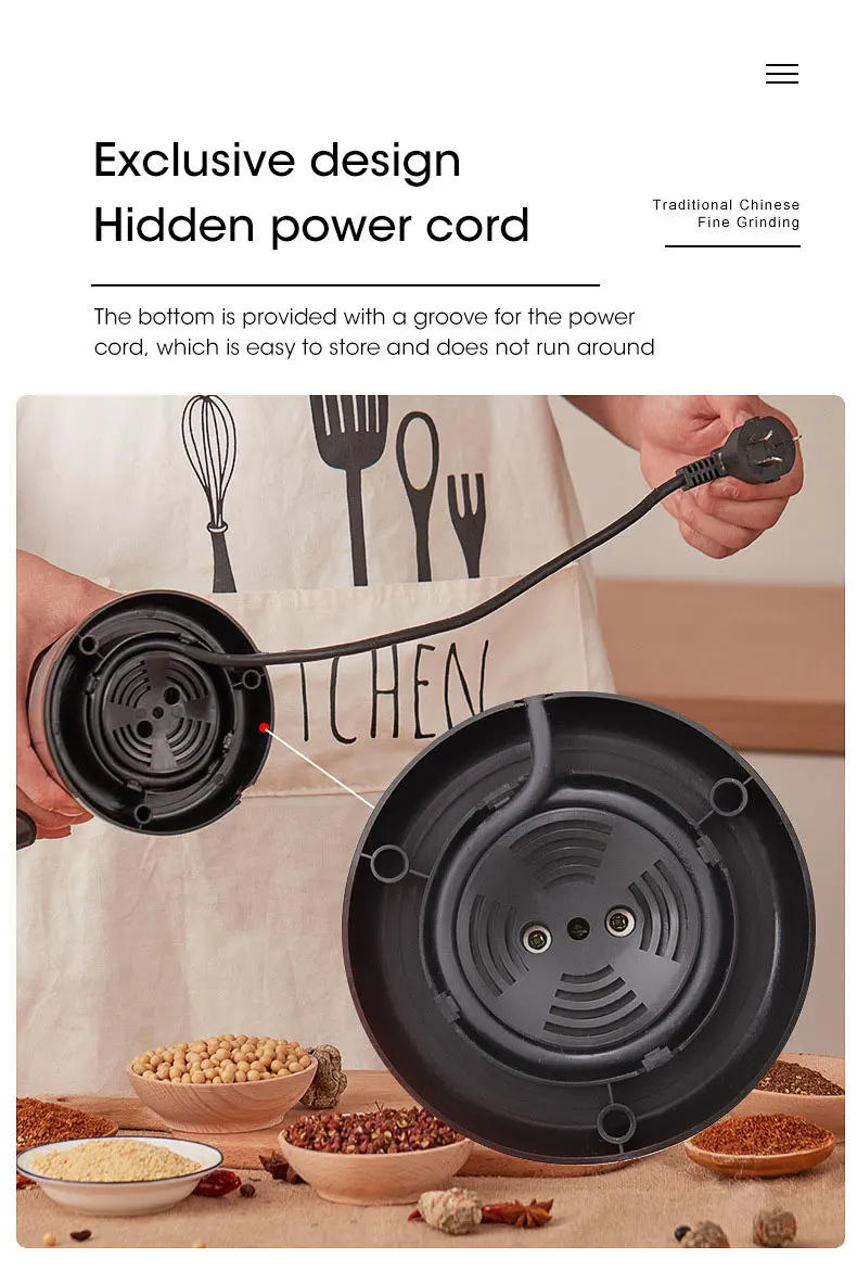 Description Picture 6 of itemHouselin 400W Multifunctional Kitchen Cereal Nuts Beans Spices Grains Grinder Electric Coffee Grinder