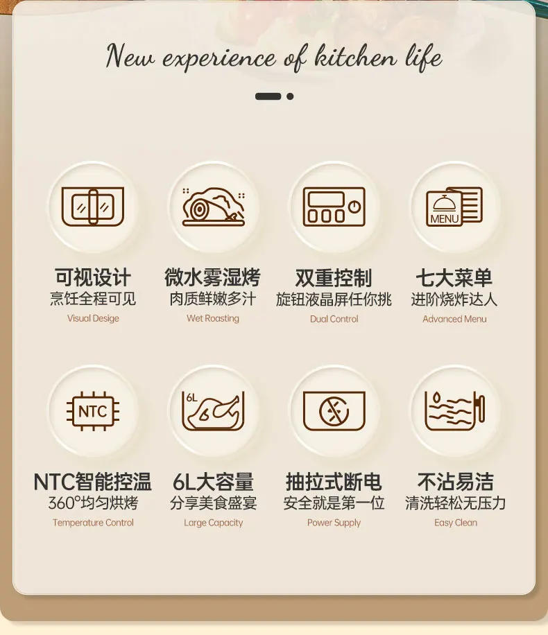 Description Picture 6 of itemNew Air Fryer Household Large Capacity Electric Frying Pan Visual New Intelligent Multifunctional Automatic Air Fryer Oven