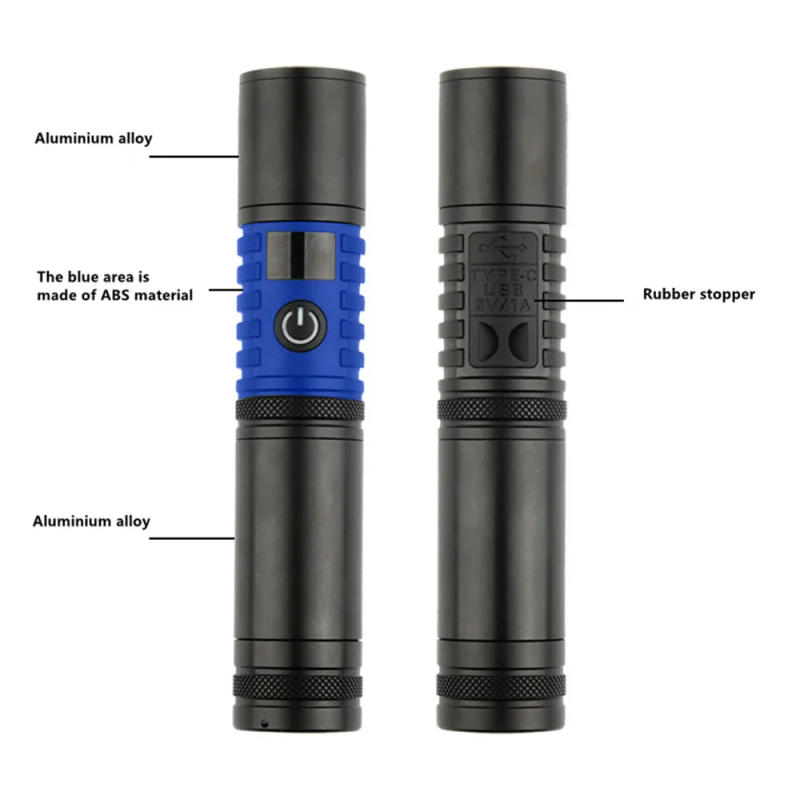 Description Picture 2 of itemHigh Power Spotlight Long Range LED Flashlight With Power Type-C Charging Zoomable Aluminum Alloy Tactical Torch Outdoor Lantern