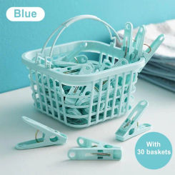30Pcs Plastic Clothes Pegs Laundry Clothespin Clothes Pins Storage Organizer Quilt Towel Clips Spring With Basket Portable