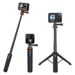 New Aluminum Extend Selfie Stick Tripod Mini Portable Vlog Tripod for Gopro Hero 12 11 10 9 8 7 6 Osmo Action Insta 360 One R X3