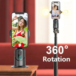 Wireless 360°Rotation Auto Face Tracking Gimbal SmartPhone Holder Gesture Control Selfie Stick Tripod for Live Streaming Mobile