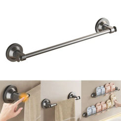 No Punching Strong Suction Cup Towel Rack Non Perforated Wall Mounted Bathroom Storage Rack Towel Holder Slipper Rack Towel Pole