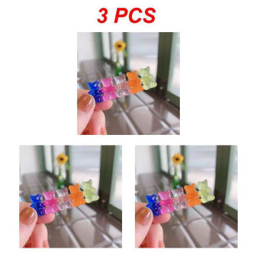 1~10PCS Bears Jelly Candy Mix Color Animal Hair Clips for Women Barrette Hairpin Duckbill Alligator Clip Hair Styling Tool