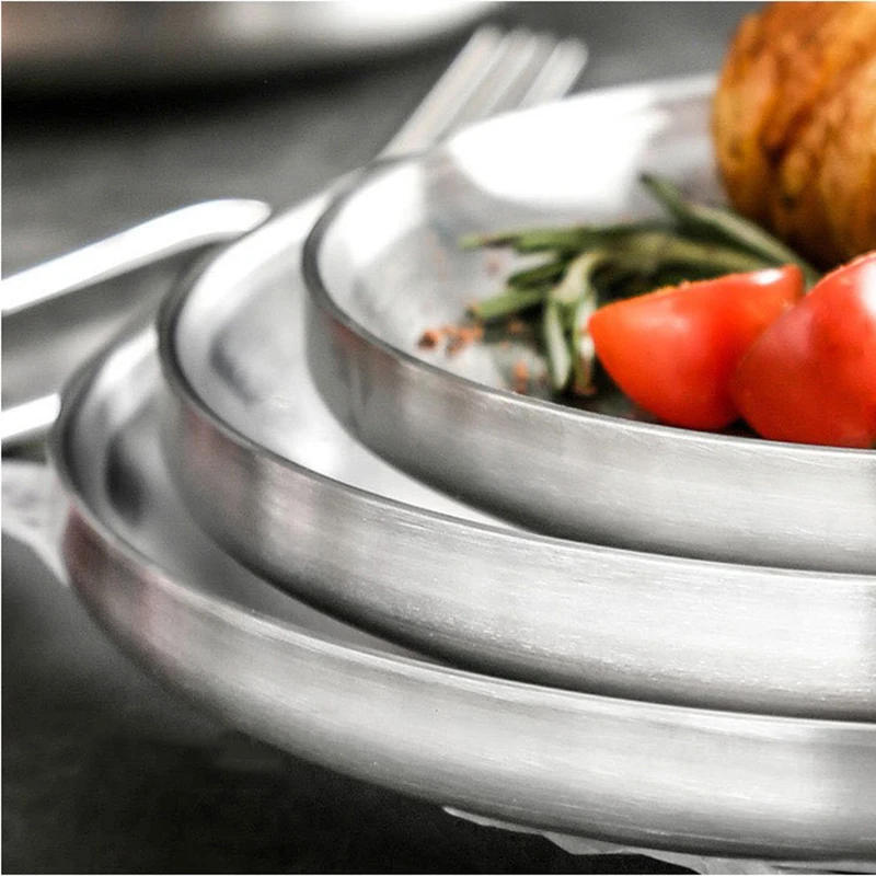 Description Picture 5 of item304 Stainless Steel Round Plate, Double-Walled Insulated Dinner Plate, Plates for Snack, Dishes & Fruit