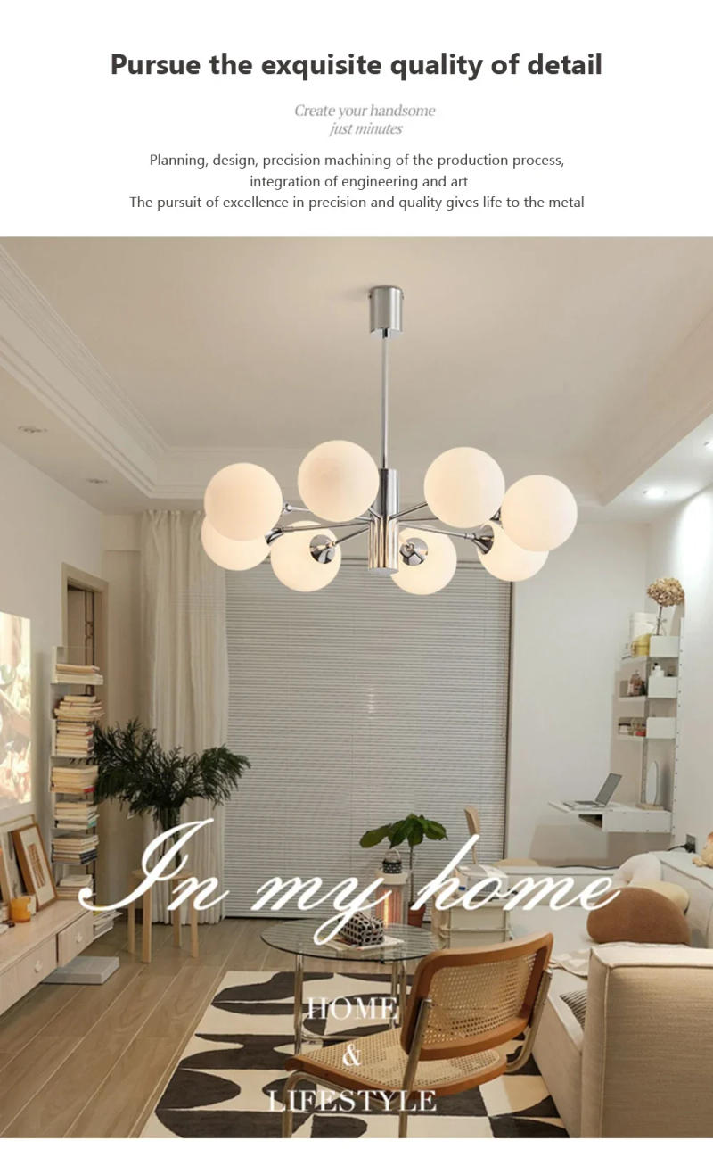 Description Picture 6 of itemLED Modern Chandelier for the Bedroom Dining Room Nordic milk white Glass Ball Ceiling Pendant Lamp Hanging Lighting Home