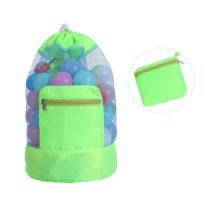 Description Picture 6 of itemFoldable Beach Toy Bag Beach Storage Pouch Tote Mesh Bag Travel Toy Organizer Sundries Net Drawstring Storage Backpack