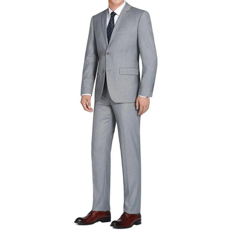 Description Picture 3 of itemGray Notch Lapel Suits for Men Slim Fit Formal Smart Casual Two Piece (Jacket+Pants) Single Breasted Wedding Party Tuxedo