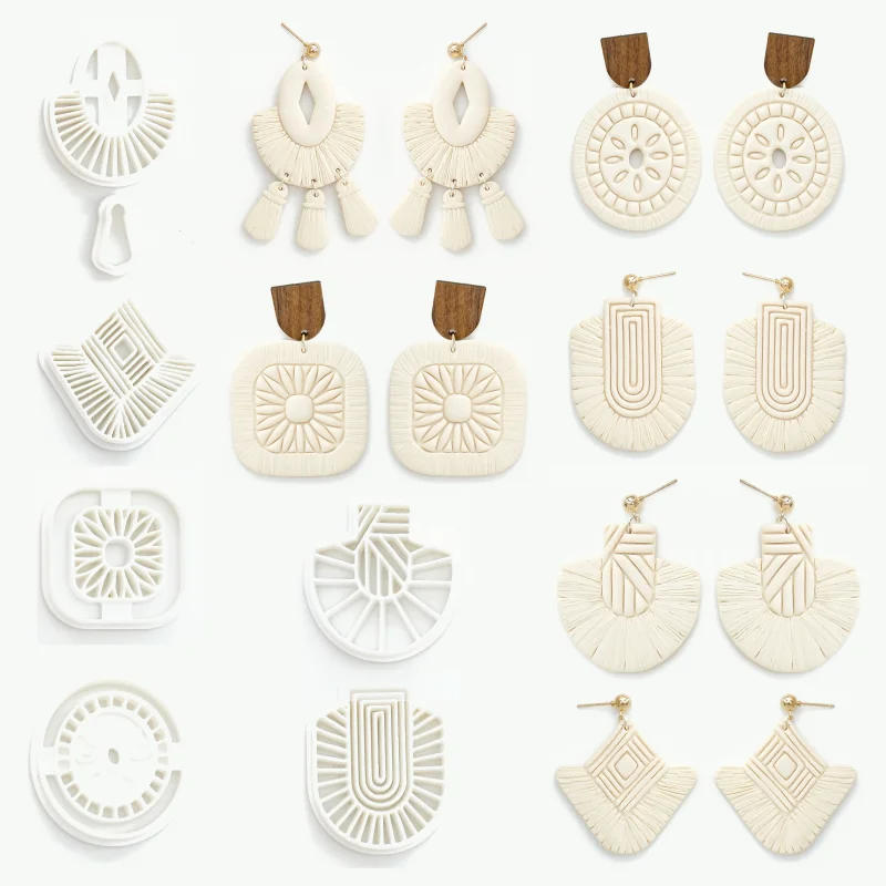 Description Picture 6 of itemGeometric Curved Macrame Dupe Polymer Clay Cutter Polymer Clay Molds DIY Earring Jewelry Pendant Making Cutting Pottery Tools