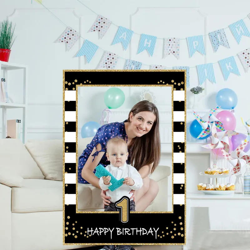 Description Picture 3 of item1Pcs Happy Birthday Photo Booth Props Frame Kids Adult 1 2 16 18 21 30 Year Birthday Party Photobooth Props Anniversary Supplies
