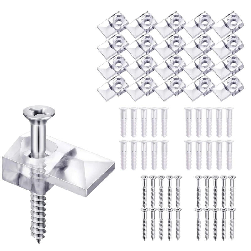 Description Picture 6 of item20/40x Easy to Install Mirror Fixing Brackets Set Plastic Mirror Mounting Clips