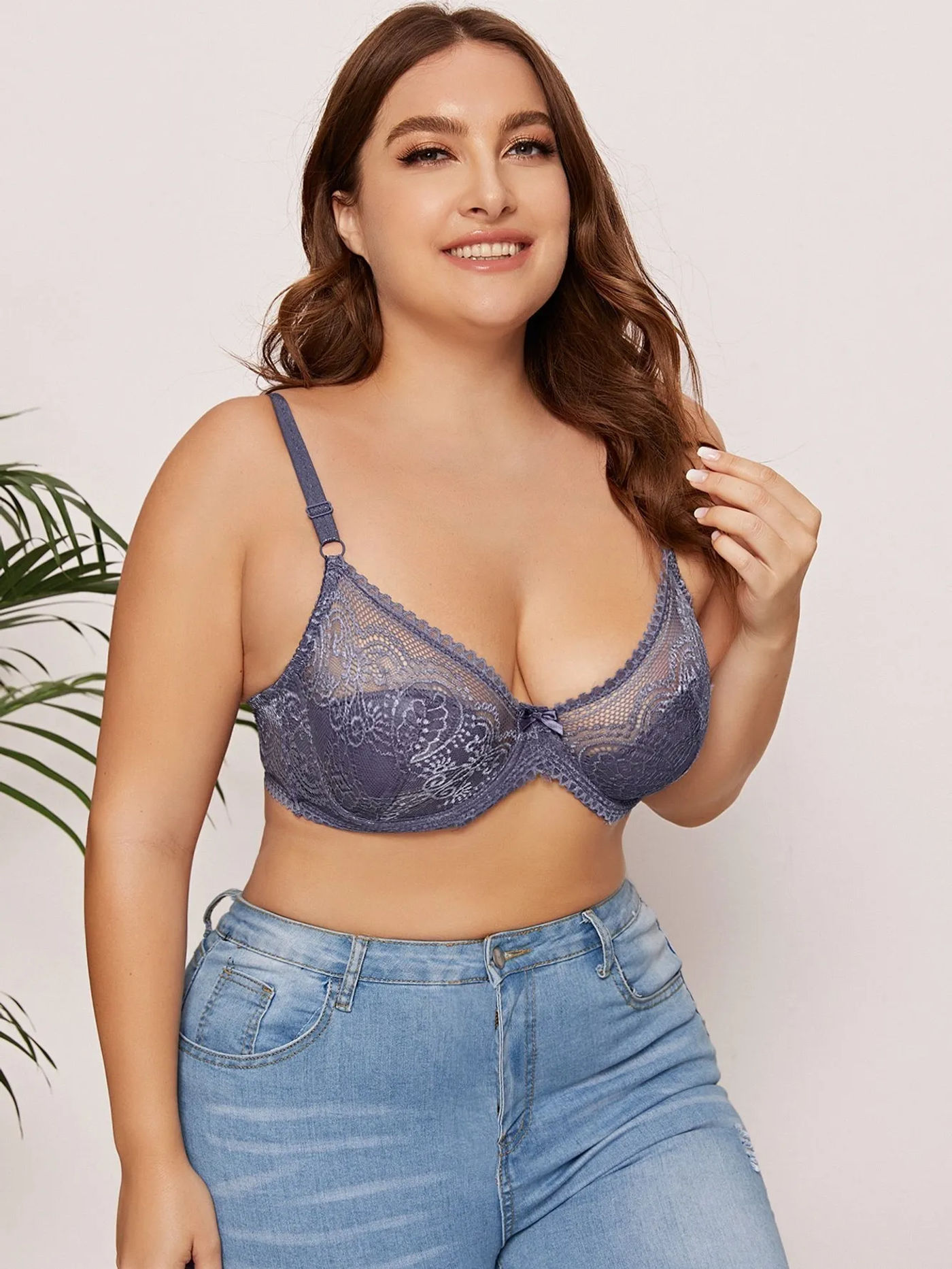 Description Picture 6 of itemBeauwear B C Cup French Style Light Weight Women Lace Bra Breathable Back Closure Adjustable Strap Soft Deep V Thin Lingerie Top