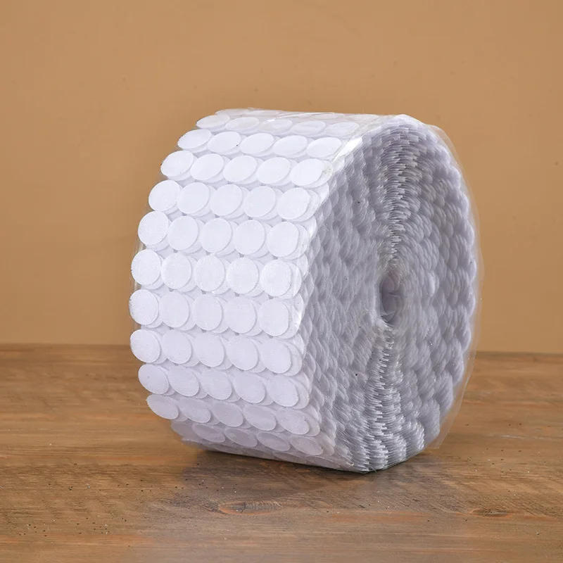Description Picture 2 of itemWholesale 1roll Dot Sticker Tape Glue Adhesive Fastener 10/15/20mm Nylon Hook Loop Glue Round Strong Self Adhesive Fastener Tape