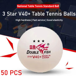 50pcs Double Fish V40+ 3 Star Table Tennis Balls ABS New Material Seamed Standard Ping Pong Balls with High Elasticity ITTF