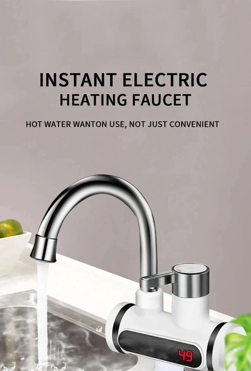 Description Picture 2 of itemInstant Tankless Electric Hot Water Heater Faucet Kitchen Instant Heating Tap Water Heater with LED EU Plug